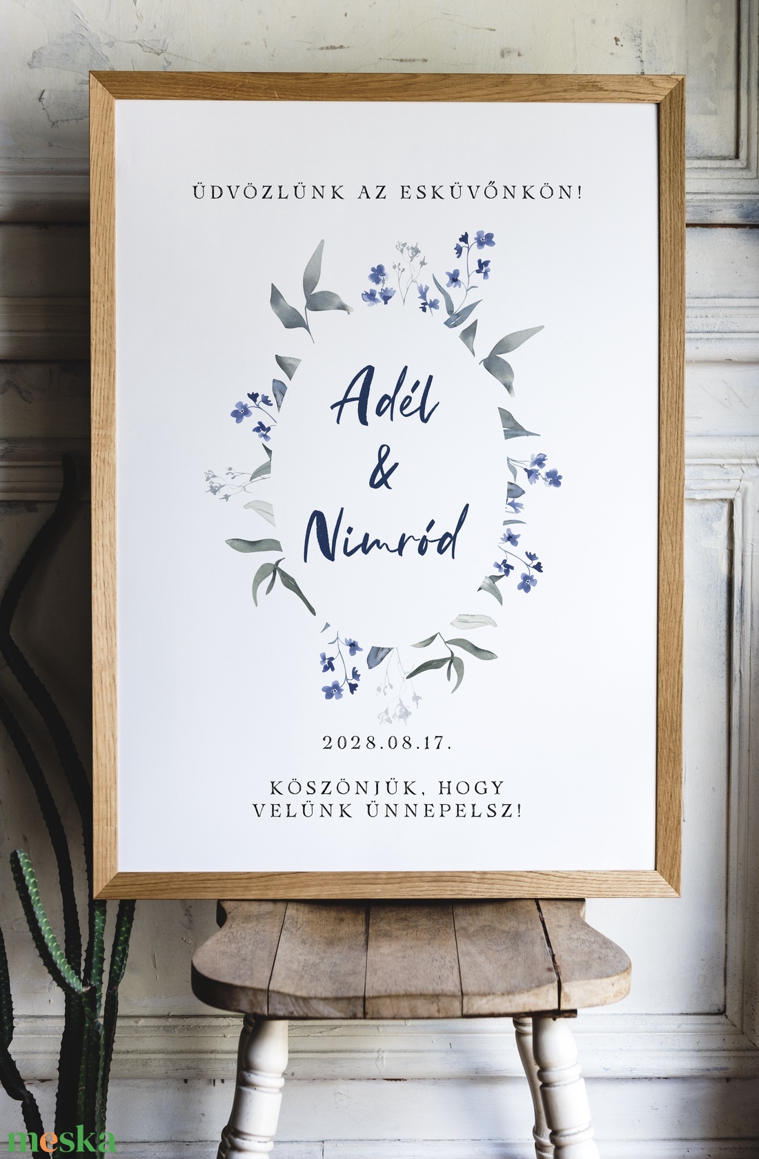 Vadvirágos esküvői üdvözlő tábla, vendégköszöntő, vendégváró poszter - esküvő - dekoráció - tábla & jelzés - Meska.hu