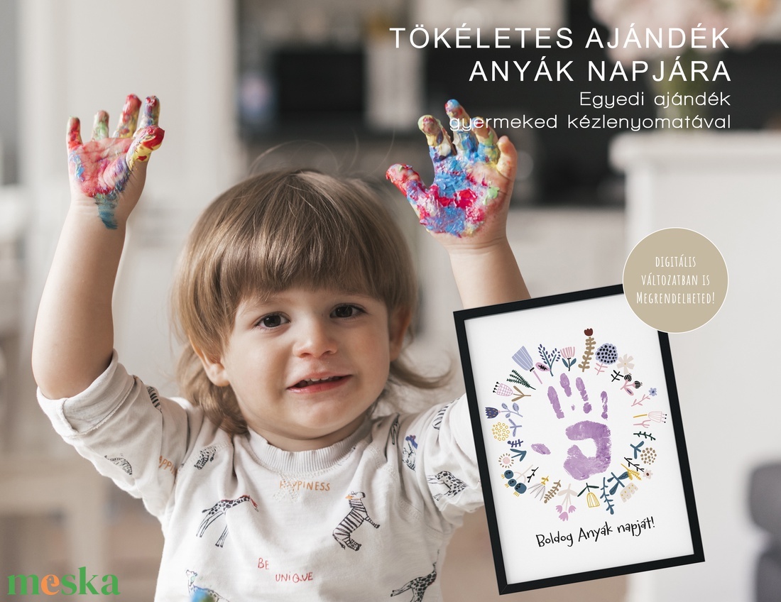 Anyák napi ajándék,  egyedi kézlenyomat kép - otthon & életmód - dekoráció - kép & falikép - poszter - Meska.hu