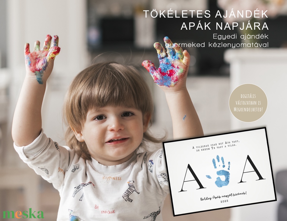 Anyák vagy apák napi ajándék, kézlenyomat poszter, kép - otthon & életmód - dekoráció - kép & falikép - poszter - Meska.hu