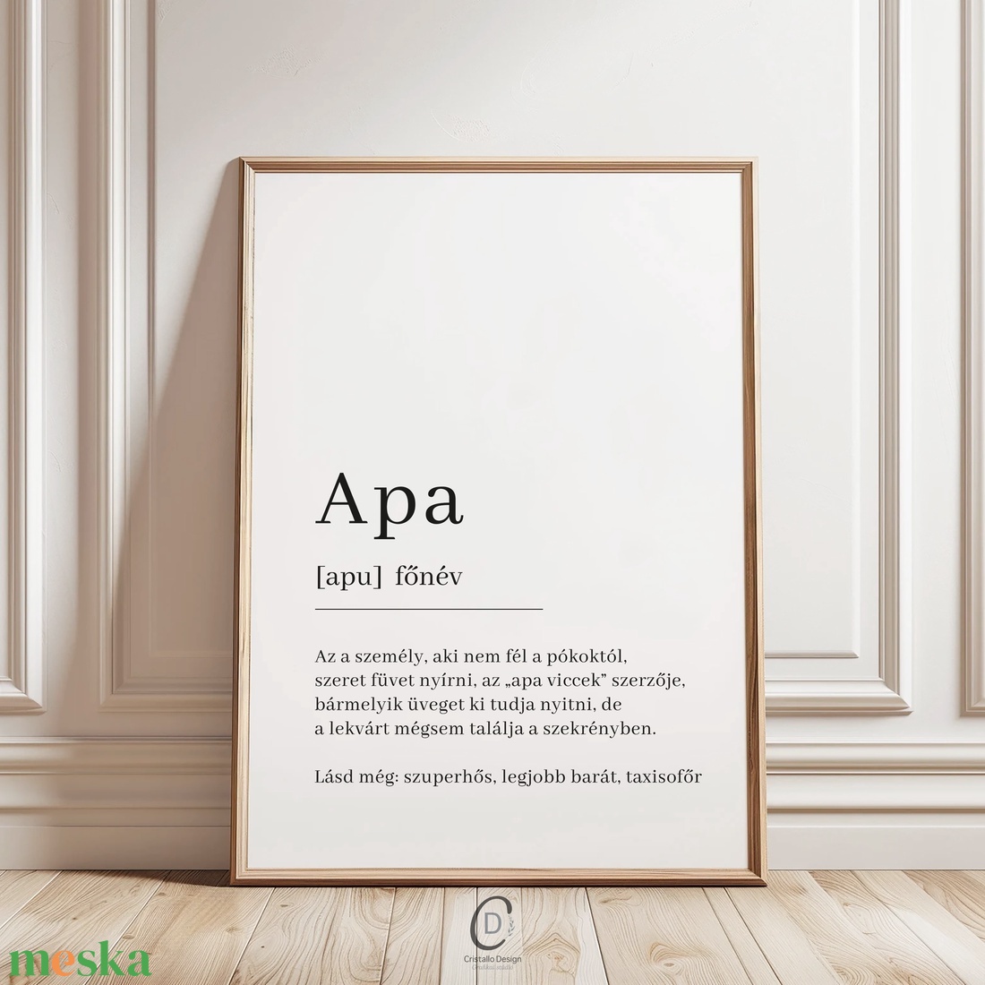 Legjobb apa definíciós poszter, az apa szó vicces meghatározása, apák napi ajándék - otthon & életmód - dekoráció - kép & falikép - poszter - Meska.hu