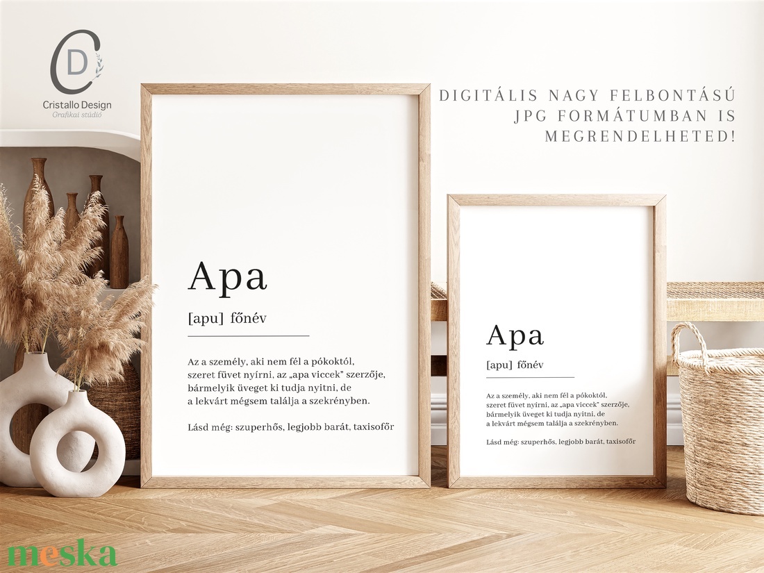 Legjobb apa definíciós poszter, az apa szó vicces meghatározása, apák napi ajándék - otthon & életmód - dekoráció - kép & falikép - poszter - Meska.hu