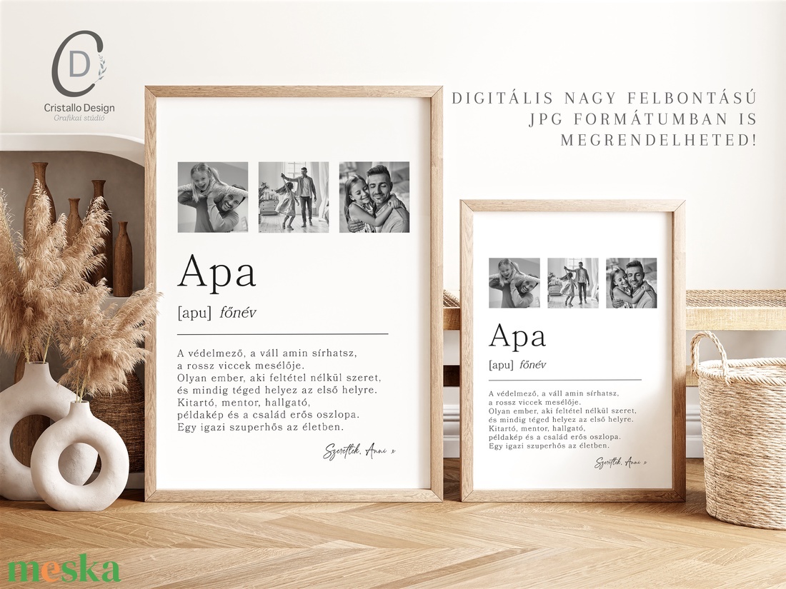 Ajándék apának, definíciós poszter, az apa szó vicces meghatározása, fényképes apák napi ajándék - otthon & életmód - dekoráció - kép & falikép - poszter - Meska.hu