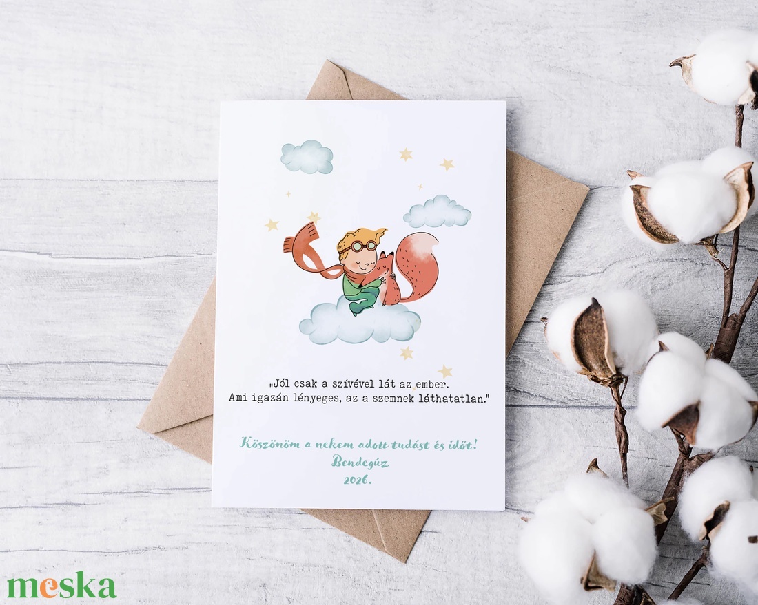 Köszönőajándék óvónéniknek, dadusoknak, ballagásra búcsúajándék, kis herceges ajándékkísérő - otthon & életmód - papír, írószer - ajándékozás kellékei - képeslap, üdvözlőlap - Meska.hu