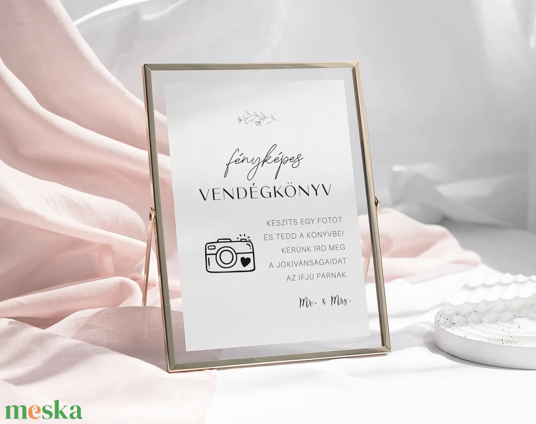 Rebeka esküvői fotó vendégkönyv tábla, jelzés - esküvő - dekoráció - tábla & jelzés - Meska.hu