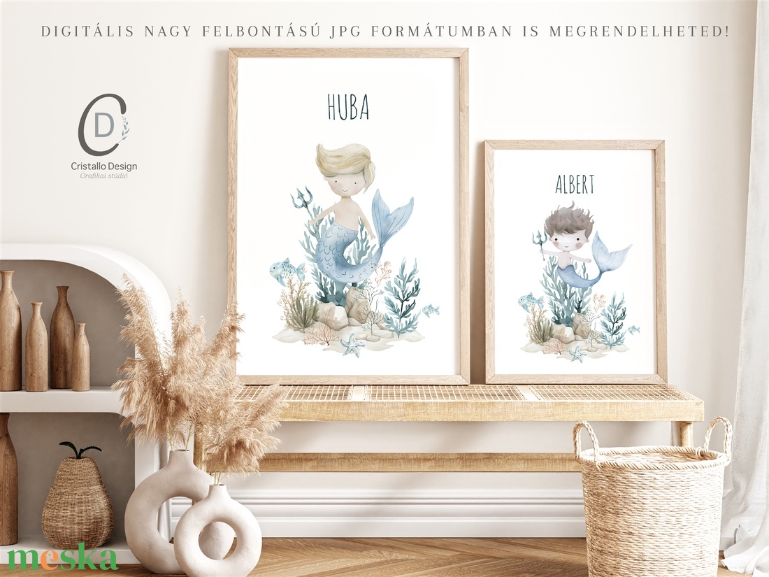 Egyedi névre szoló babaszoba falikép, tengeri sellős fali poszter - otthon & életmód - babaszoba, gyerekszoba - babaszoba kép - Meska.hu