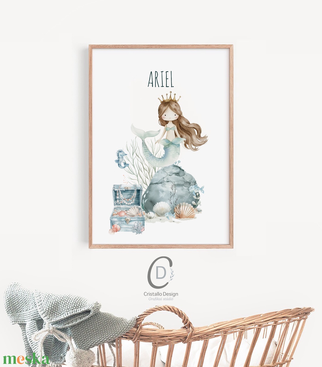 Egyedi névre szoló babaszoba falikép, kis hableány fali poszter - otthon & életmód - babaszoba, gyerekszoba - babaszoba kép - Meska.hu