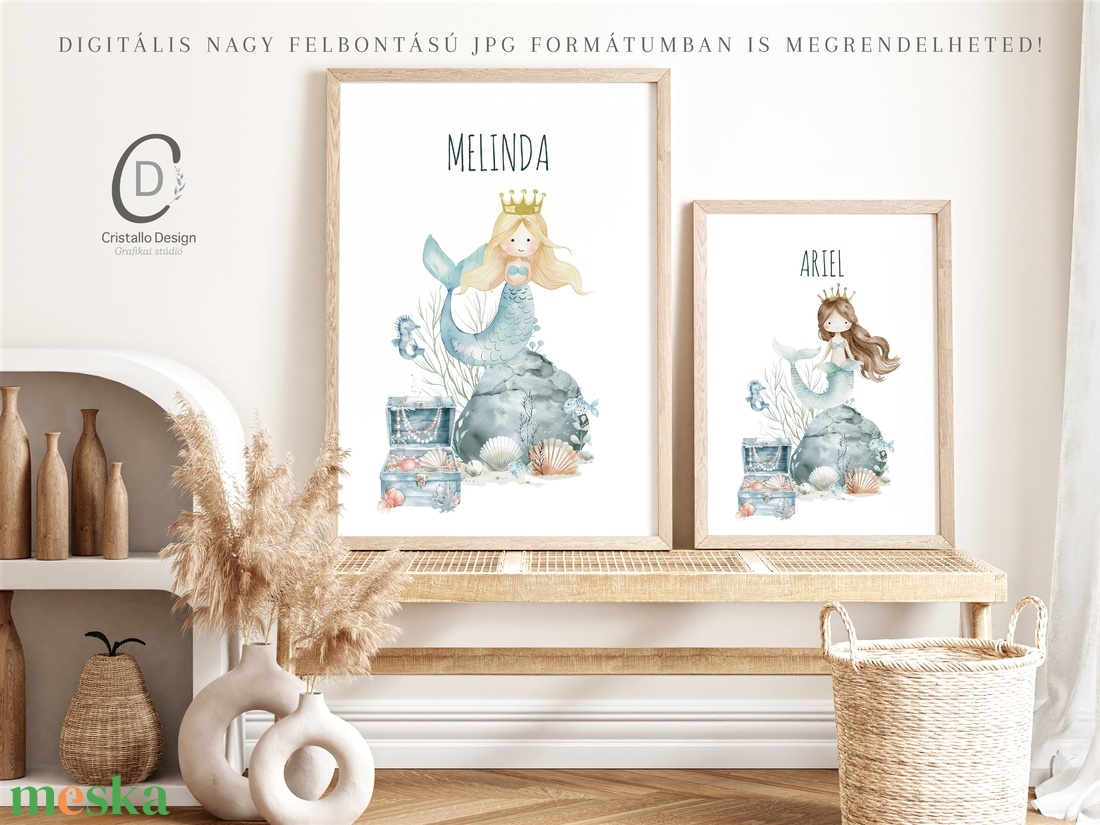 Egyedi névre szoló babaszoba falikép, kis hableány fali poszter - otthon & életmód - babaszoba, gyerekszoba - babaszoba kép - Meska.hu