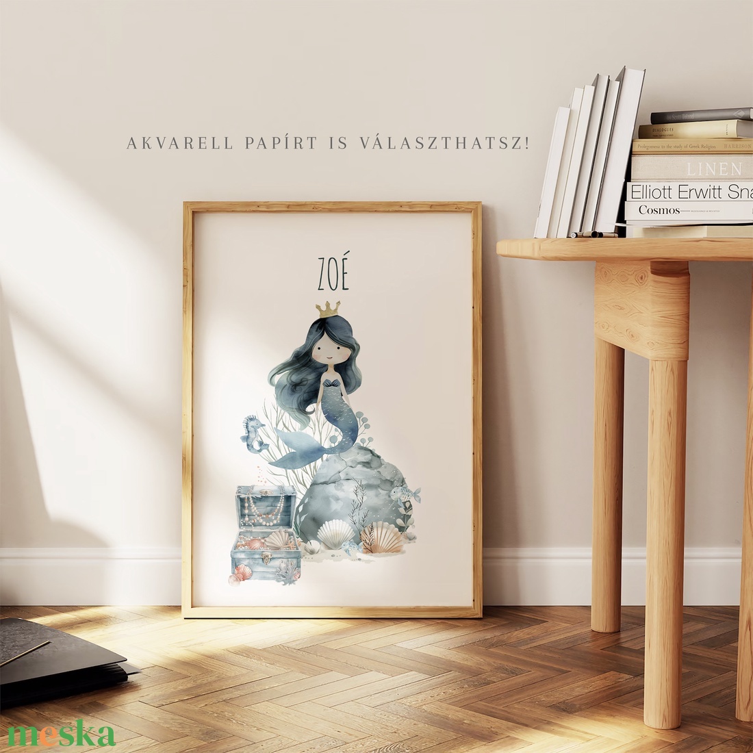 Egyedi névre szoló babaszoba falikép, kis hableány fali poszter - otthon & életmód - babaszoba, gyerekszoba - babaszoba kép - Meska.hu