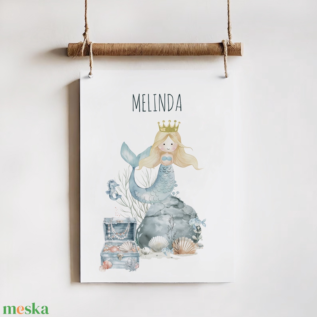 Egyedi névre szoló babaszoba falikép, kis hableány fali poszter - otthon & életmód - babaszoba, gyerekszoba - babaszoba kép - Meska.hu