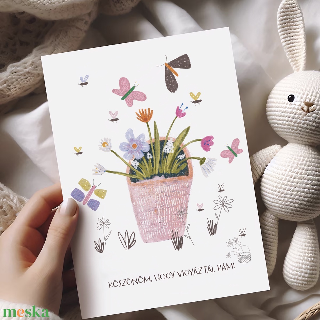 Köszönőajándék óvónéniknek, dadusoknak, ballagásra búcsúajándék, lepkés, méhecskés ajándékkísérő - otthon & életmód - papír, írószer - ajándékozás kellékei - képeslap, üdvözlőlap - Meska.hu