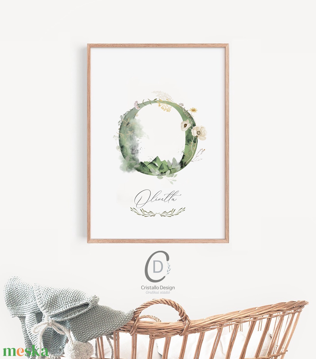 O betű, monogram, névnapi kép, dekoráció, greenery falikép, személyre szóló - otthon & életmód - dekoráció - fali és függő dekoráció - betű & név - Meska.hu