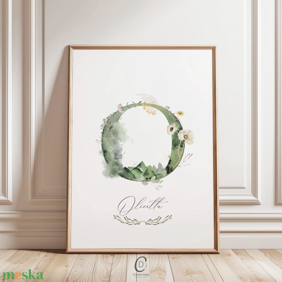 O betű, monogram, névnapi kép, dekoráció, greenery falikép, személyre szóló - otthon & életmód - dekoráció - fali és függő dekoráció - betű & név - Meska.hu