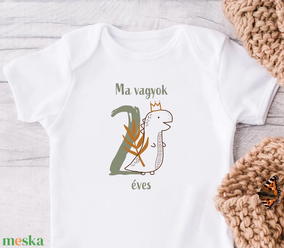 Születésnapra dinós baba body - ruha & divat - babaruha & gyerekruha - body - Meska.hu
