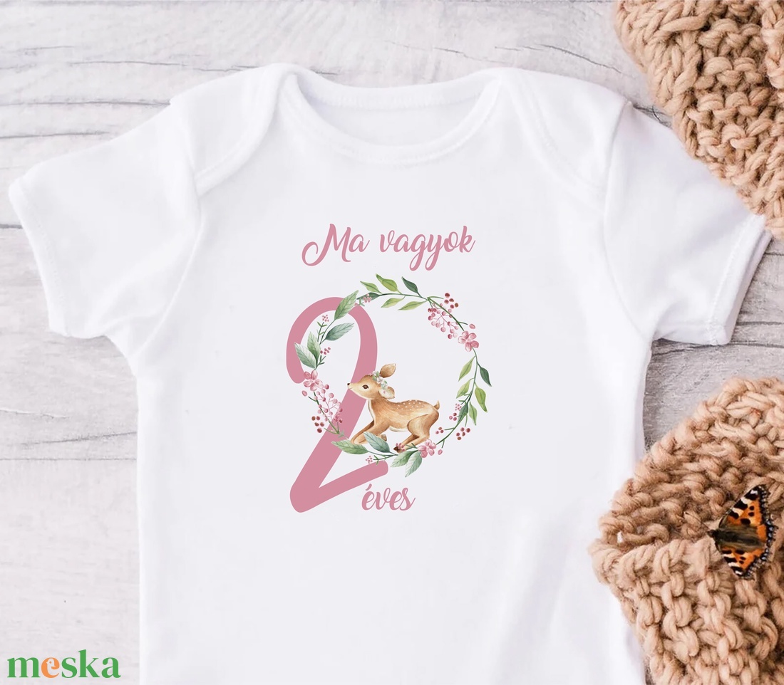 Születésnapi baba body, őzikés, tütü tüll szoknya és fejpánt szettel - ruha & divat - babaruha & gyerekruha - body - Meska.hu