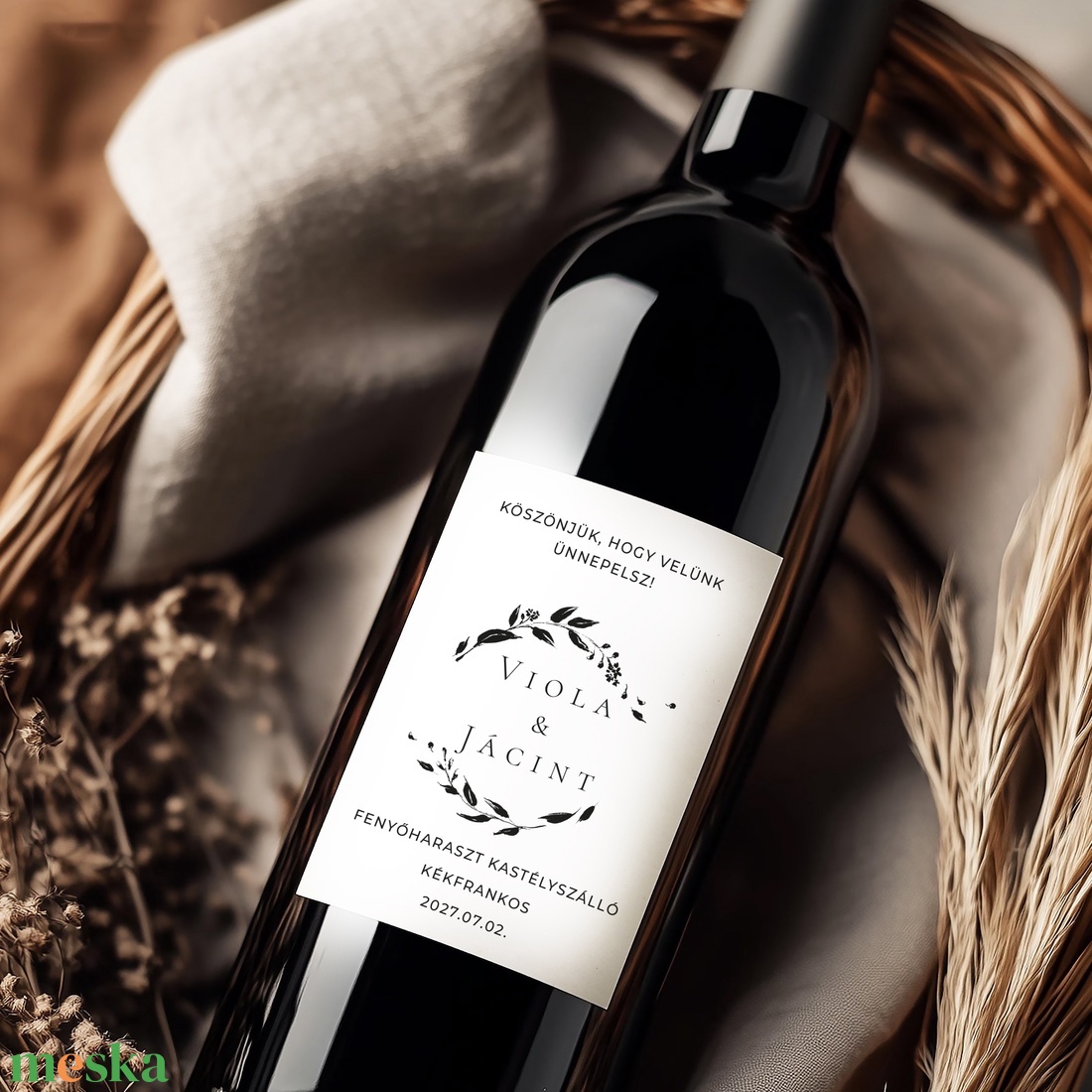 Boros, pálinkás palack címke, esküvői köszönő ajándék matrica, köszöntő ajándék, szülőköszöntő  - esküvő - emlék & ajándék - köszönőajándék - Meska.hu