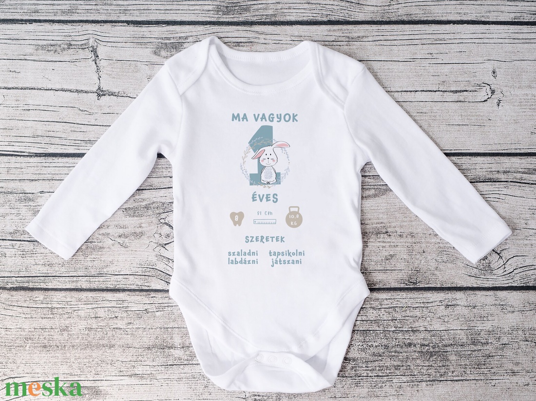 Születésnapi nyuszis baba body, tütü tüll szoknya és fejpánt szettel - ruha & divat - babaruha & gyerekruha - body - Meska.hu