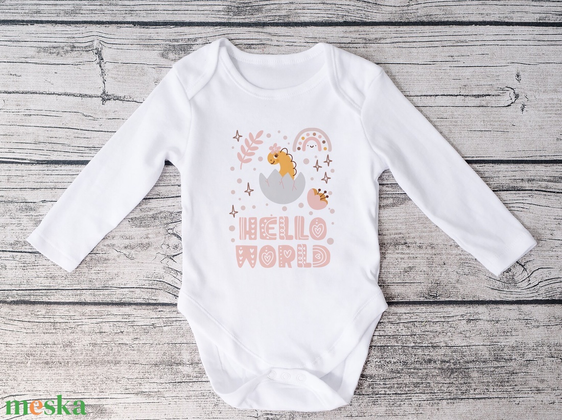 Születésnapi baba body, Dinós baba body,  tütü tüll szoknya és fejpánt szettel - ruha & divat - babaruha & gyerekruha - body - Meska.hu