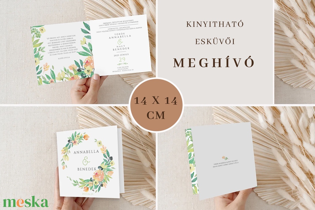 Toszkán esküvői meghívó, kinyitható greenery képeslap - esküvő - meghívó & kártya - meghívó - Meska.hu