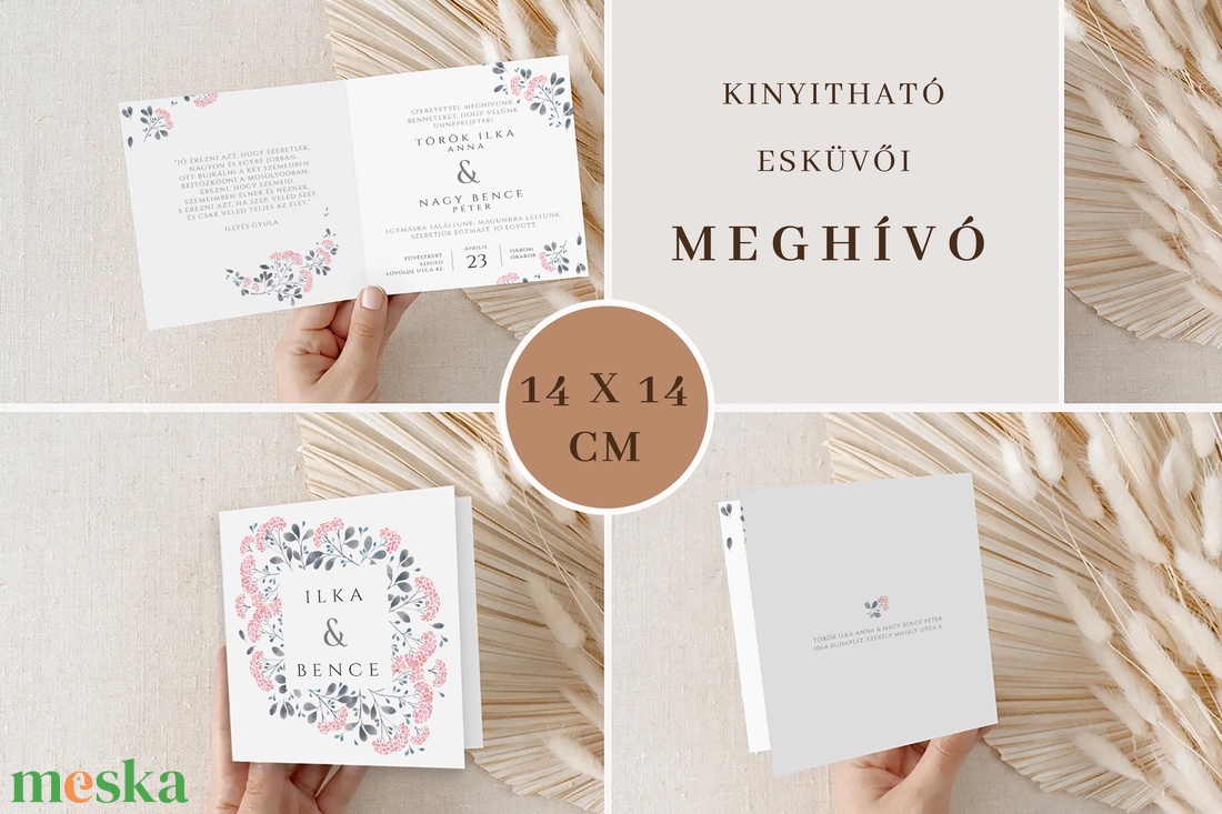 Berry esküvői meghívó, kinyitható greenery képeslap - esküvő - meghívó & kártya - meghívó - Meska.hu