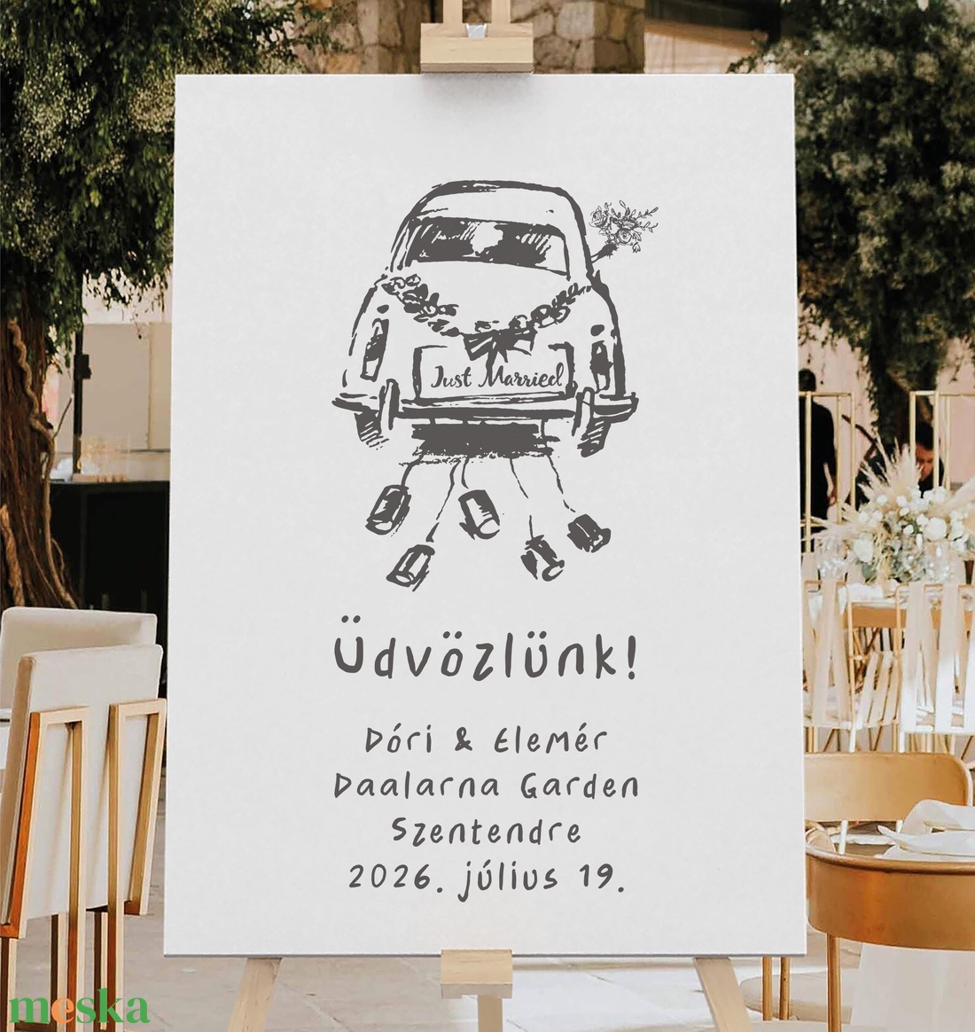 Esküvői üdvözlő tábla, vendégköszöntő, just married vendégváró poszter - esküvő - dekoráció - tábla & jelzés - Meska.hu