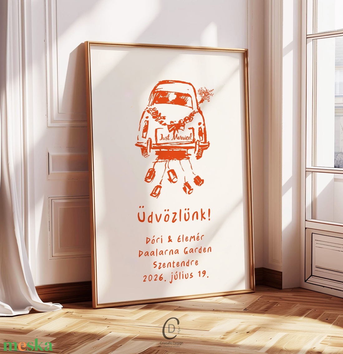 Esküvői üdvözlő tábla, vendégköszöntő, just married vendégváró poszter - esküvő - dekoráció - tábla & jelzés - Meska.hu