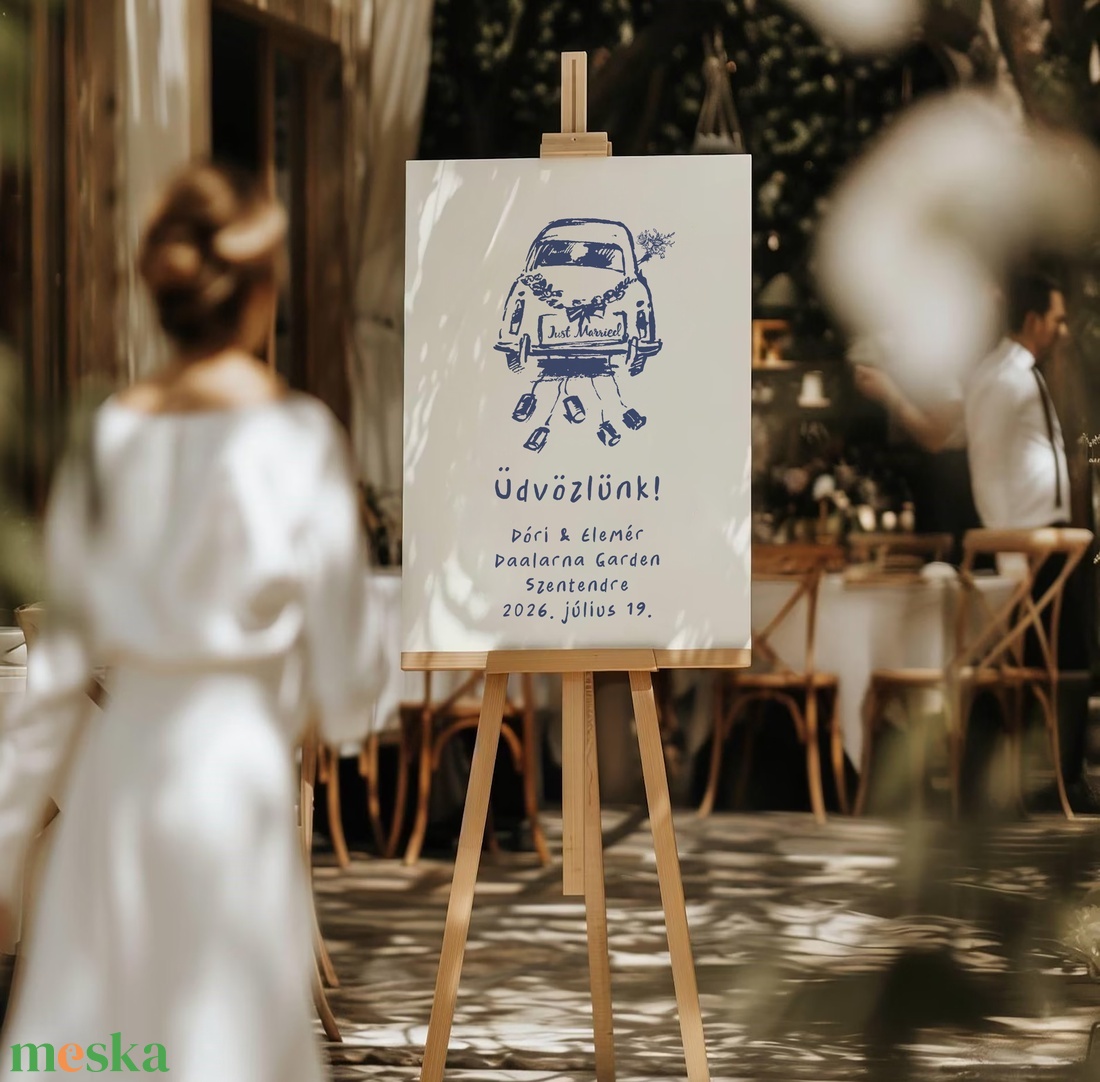 Esküvői üdvözlő tábla, vendégköszöntő, just married vendégváró poszter - esküvő - dekoráció - tábla & jelzés - Meska.hu