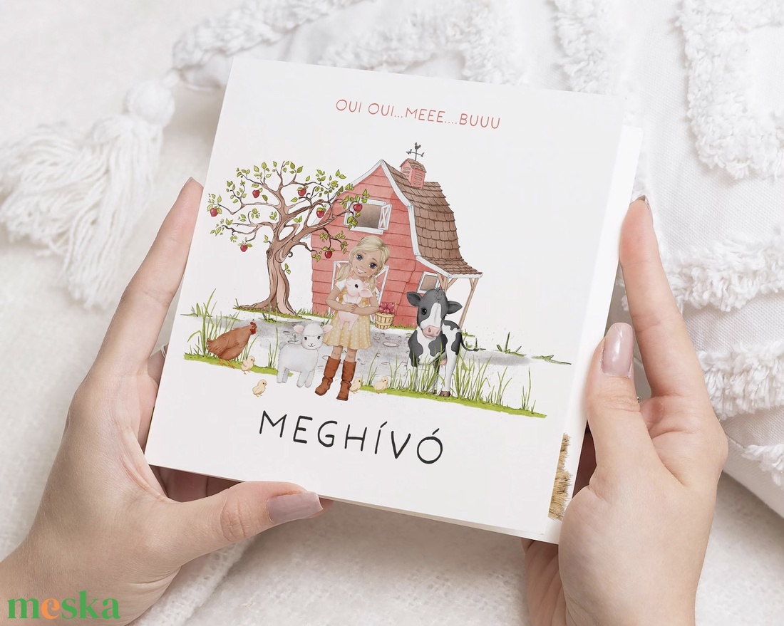 Farmos születésnapi meghívó, farm állatos fényképes képeslap - otthon & életmód - papír, írószer - ajándékozás kellékei - képeslap, üdvözlőlap - Meska.hu