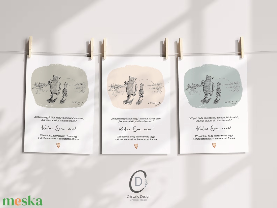 Micimackós, köszönőajándék, ballagásra ajándék képeslap, poszter - otthon & életmód - papír, írószer - ajándékozás kellékei - képeslap, üdvözlőlap - Meska.hu