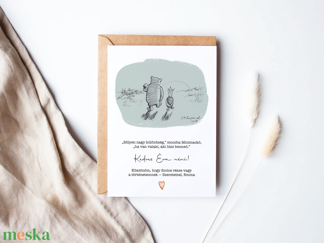 Micimackós, köszönőajándék, ballagásra ajándék képeslap, poszter - otthon & életmód - papír, írószer - ajándékozás kellékei - képeslap, üdvözlőlap - Meska.hu
