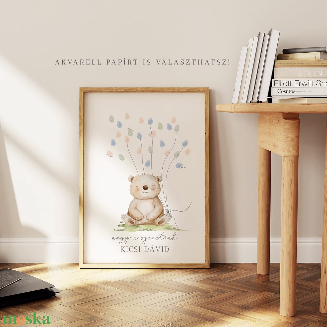 Babaváró buli ujjlenyomat vendégkönyv, macis poszter, tábla, vászonkép - otthon & életmód - babaszoba, gyerekszoba - babaszoba kép - Meska.hu