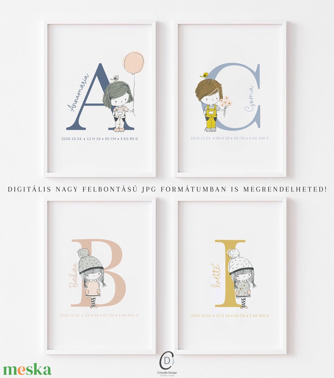 Betű falikép, monogramos babaszoba dekoráció, megérkeztem, keresztelő ajándék - otthon & életmód - dekoráció - fali és függő dekoráció - betű & név - Meska.hu
