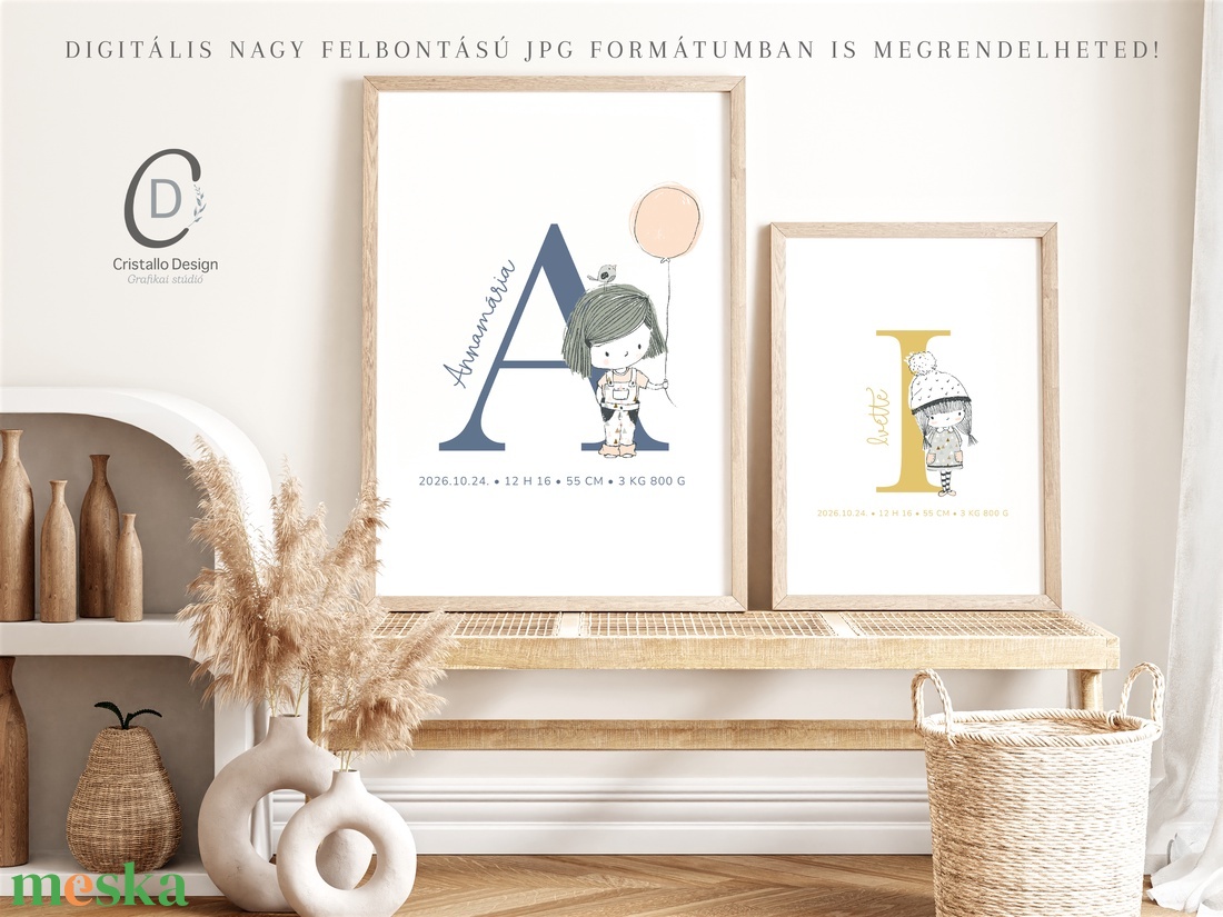Betű falikép, monogramos babaszoba dekoráció, megérkeztem, keresztelő ajándék - otthon & életmód - dekoráció - fali és függő dekoráció - betű & név - Meska.hu