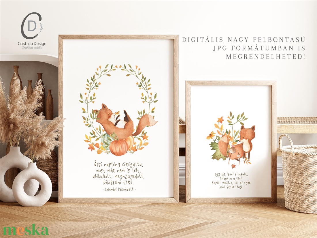 Erdei poszter, róka illusztrációs falikép, őszi dekorációs szett 3 db - otthon & életmód - babaszoba, gyerekszoba - babaszoba dekoráció - Meska.hu