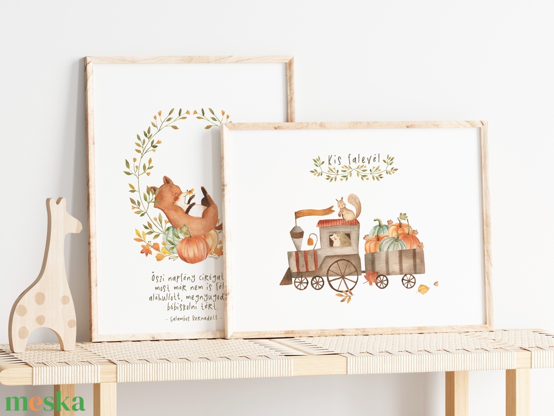 Erdei poszter, róka illusztrációs falikép, őszi dekorációs szett 3 db - otthon & életmód - babaszoba, gyerekszoba - babaszoba dekoráció - Meska.hu