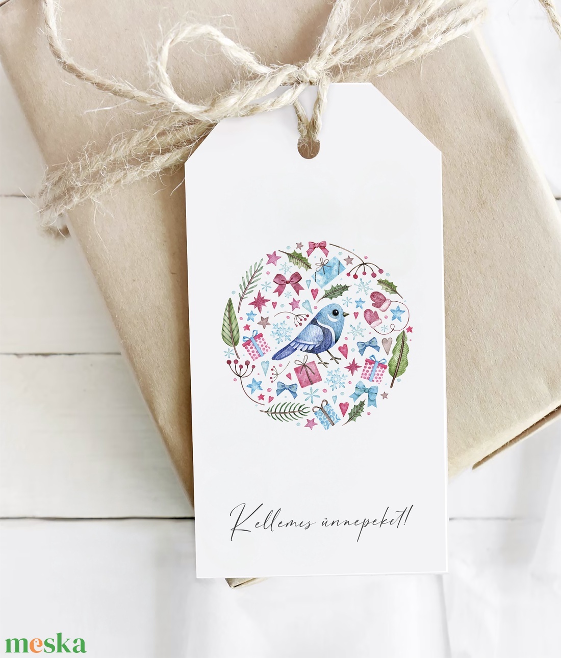 Karácsonyi ajándékkísérő kártya, Berry ajándékátadó címke szett 4 db - karácsony - karácsonyi ajándékozás - karácsonyi képeslap, üdvözlőlap, ajándékkísérő - Meska.hu