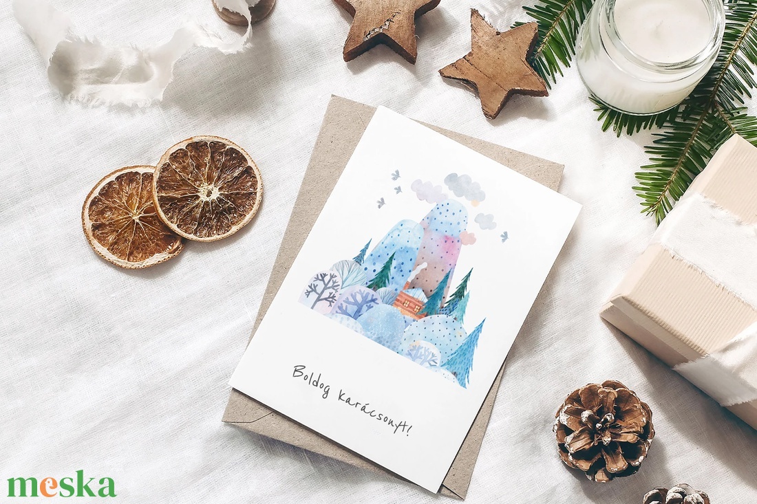 Wintertale karácsonyi képeslap, üdvözlőlap, ajándékkísérő szett 3 db - karácsony - karácsonyi ajándékozás - karácsonyi képeslap, üdvözlőlap, ajándékkísérő - Meska.hu