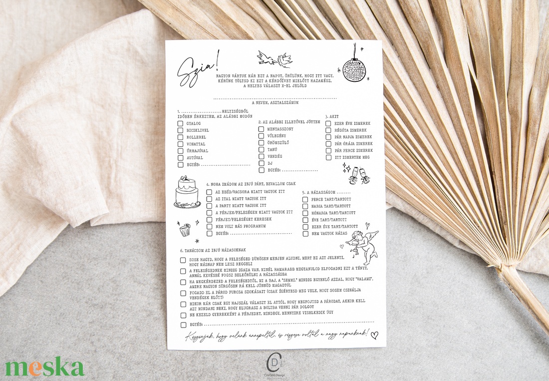 Esküvői vicces emlékkártya, lap, vendégkönyv, ajándékkísérő, kérdőív, köszönőajándék - esküvő - emlék & ajándék - vendégkönyv - Meska.hu