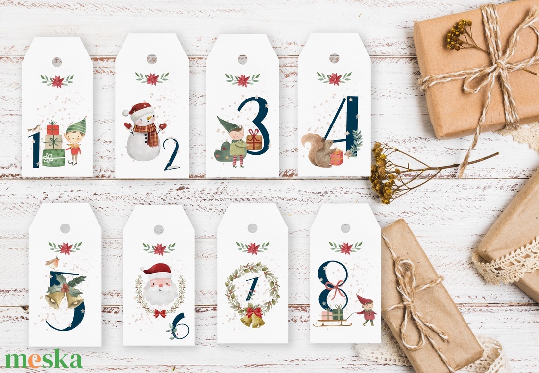 Adventi naptár, karácsonyi kalendárium, ajándékkísérő kártya csomag 24 db - karácsony - adventi díszek - adventi naptár - Meska.hu Adventi naptár, karácsonyi kalendárium, ajándékkísérő kártya csomag 24 db - karácsony - adventi díszek - adventi naptár - Meska.hu