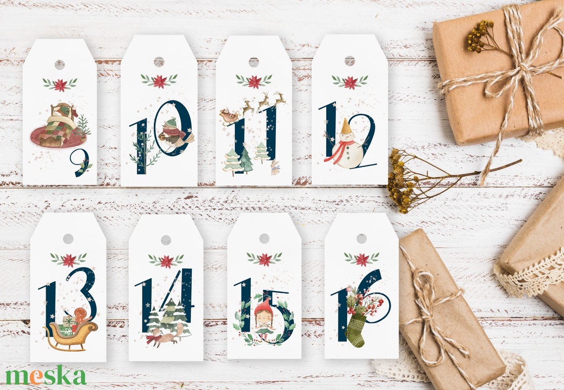 Adventi naptár, karácsonyi kalendárium, ajándékkísérő kártya csomag 24 db - karácsony - adventi díszek - adventi naptár - Meska.hu Adventi naptár, karácsonyi kalendárium, ajándékkísérő kártya csomag 24 db - karácsony - adventi díszek - adventi naptár - Meska.hu
