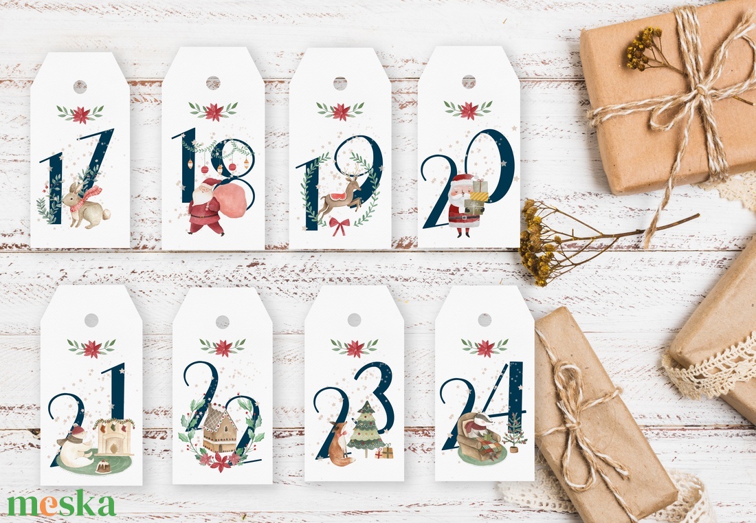 Adventi naptár, karácsonyi kalendárium, ajándékkísérő kártya csomag 24 db - karácsony - adventi díszek - adventi naptár - Meska.hu Adventi naptár, karácsonyi kalendárium, ajándékkísérő kártya csomag 24 db - karácsony - adventi díszek - adventi naptár - Meska.hu