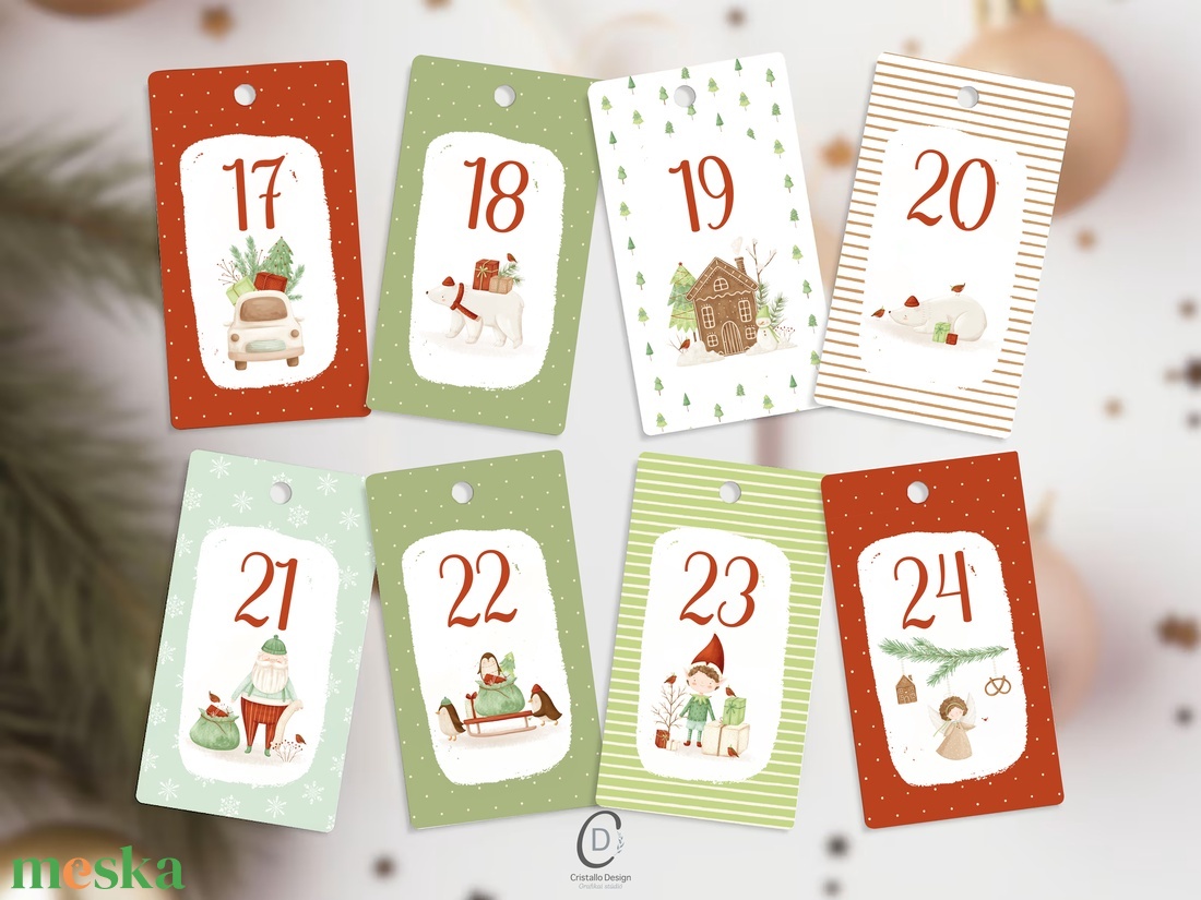 Adventi naptár, karácsonyi kalendárium, ajándékkísérő kártya csomag 24 db - karácsony - adventi díszek - adventi naptár - Meska.hu Adventi naptár, karácsonyi kalendárium, ajándékkísérő kártya csomag 24 db - karácsony - adventi díszek - adventi naptár - Meska.hu