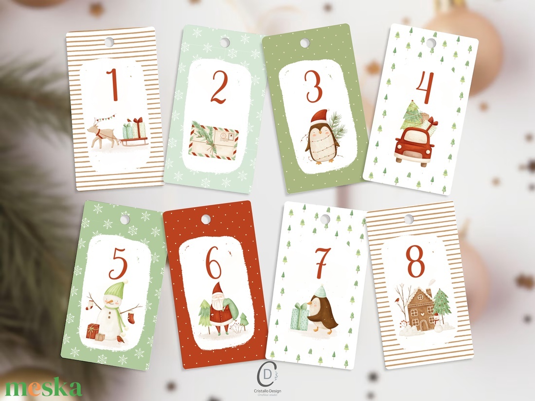 Adventi naptár, karácsonyi kalendárium, ajándékkísérő kártya csomag 24 db - karácsony - adventi díszek - adventi naptár - Meska.hu Adventi naptár, karácsonyi kalendárium, ajándékkísérő kártya csomag 24 db - karácsony - adventi díszek - adventi naptár - Meska.hu