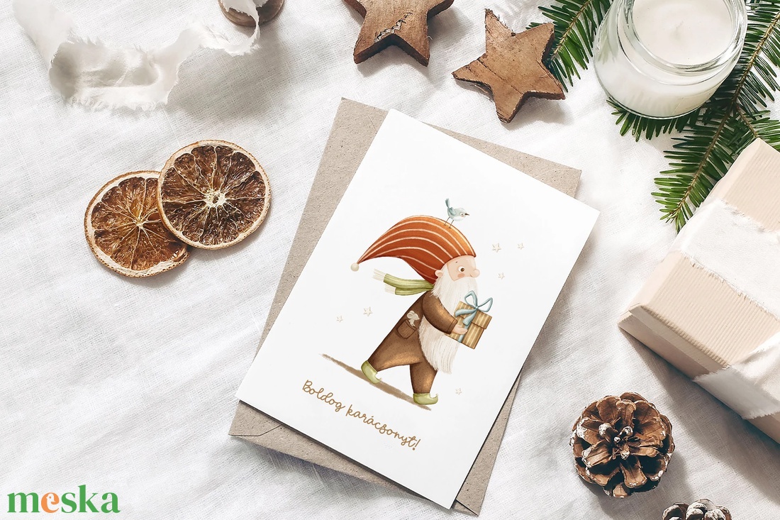 Karácsonyi képeslap, mikulásos üdvözlőlap, ajándékkísérő szett 3 db - karácsony - karácsonyi ajándékozás - karácsonyi képeslap, üdvözlőlap, ajándékkísérő - Meska.hu