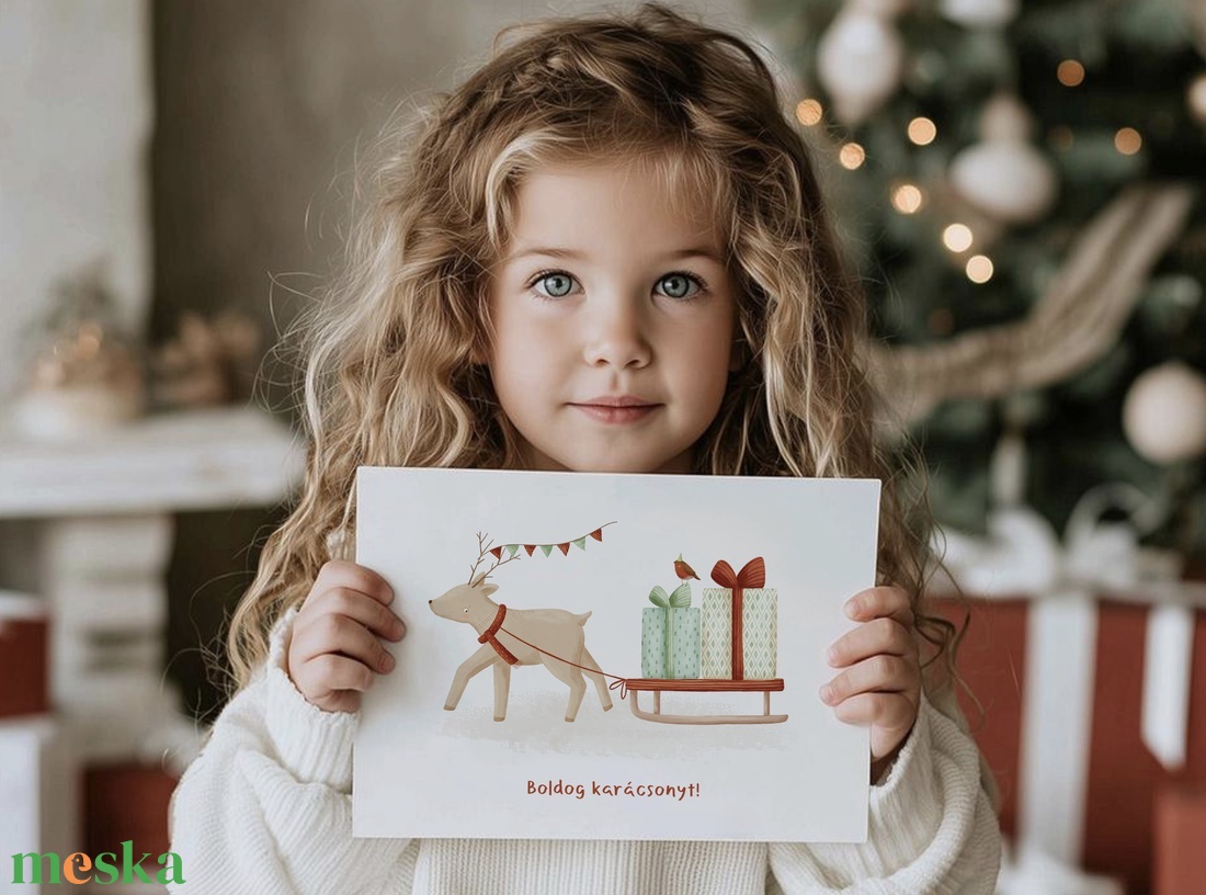 Karácsonyi képeslap, Északi - sarki üdvözlőlap, ajándékkísérő szett 3 db - karácsony - karácsonyi ajándékozás - karácsonyi képeslap, üdvözlőlap, ajándékkísérő - Meska.hu