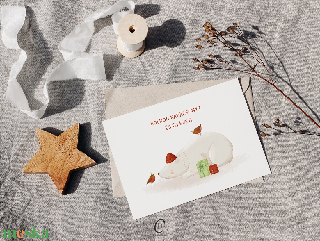 Karácsonyi képeslap, Északi - sarki üdvözlőlap, ajándékkísérő szett 3 db - karácsony - karácsonyi ajándékozás - karácsonyi képeslap, üdvözlőlap, ajándékkísérő - Meska.hu