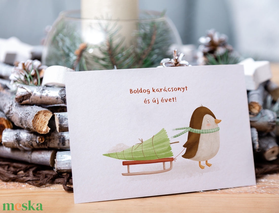 Karácsonyi képeslap, Északi - sarki üdvözlőlap, ajándékkísérő szett 3 db - karácsony - karácsonyi ajándékozás - karácsonyi képeslap, üdvözlőlap, ajándékkísérő - Meska.hu