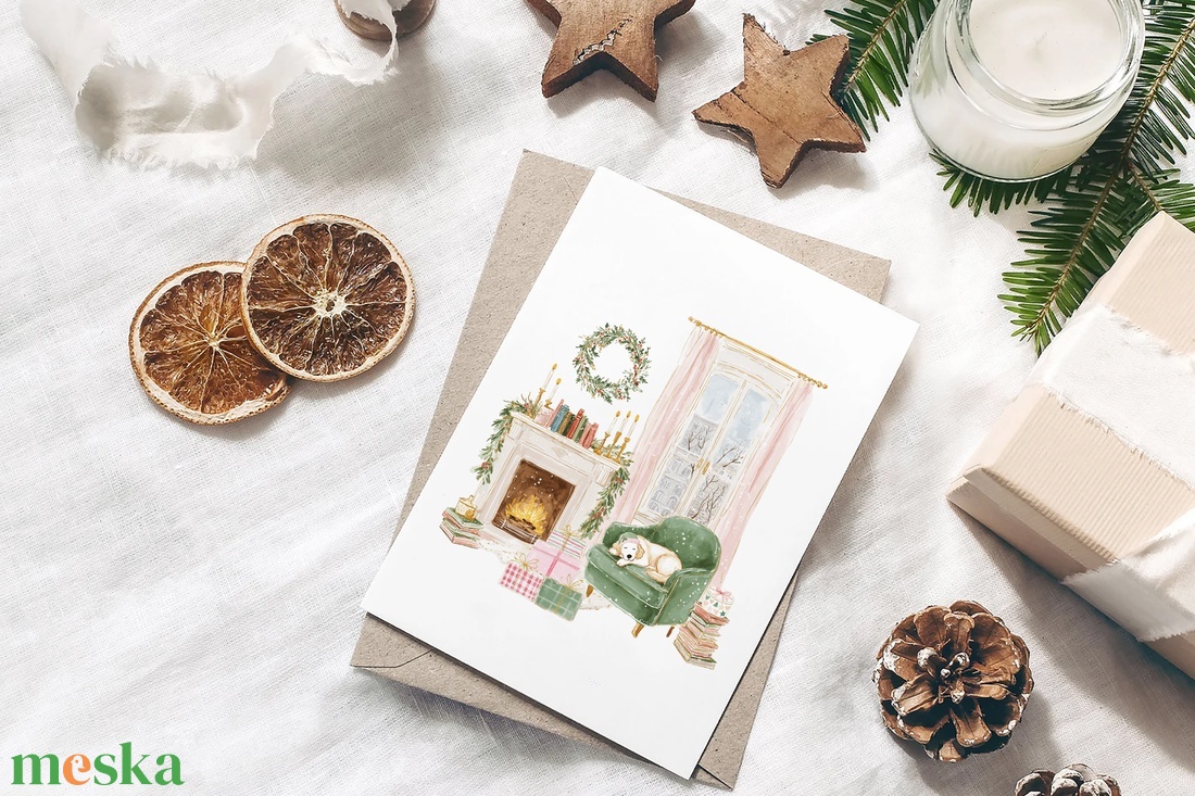 Karácsonyi képeslap, téli üdvözlőlap, kutyás ajándékkísérő szett 3 db - karácsony - karácsonyi ajándékozás - karácsonyi képeslap, üdvözlőlap, ajándékkísérő - Meska.hu