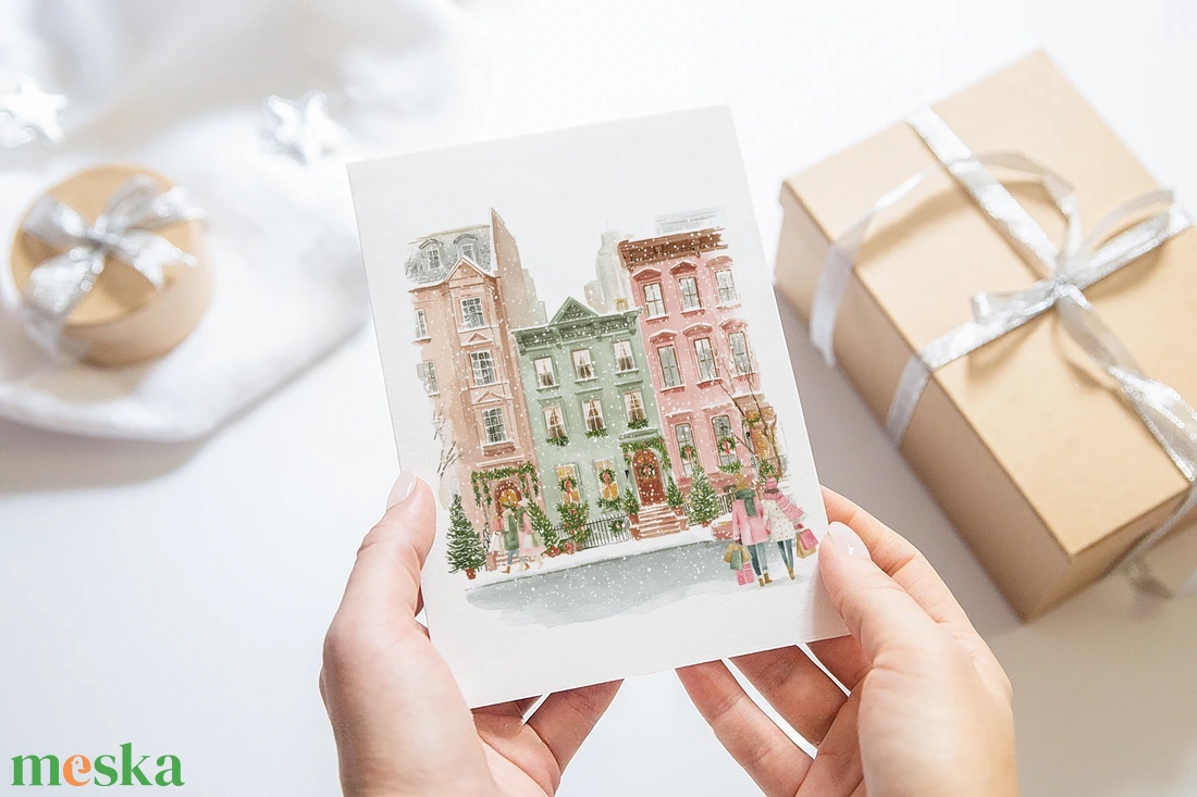 Karácsonyi képeslap, téli üdvözlőlap, kutyás ajándékkísérő szett 3 db - karácsony - karácsonyi ajándékozás - karácsonyi képeslap, üdvözlőlap, ajándékkísérő - Meska.hu