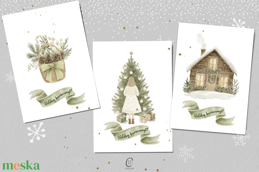 Karácsonyi képeslap, natural üdvözlőlap, ajándékkísérő szett 3 db - karácsony - karácsonyi ajándékozás - karácsonyi képeslap, üdvözlőlap, ajándékkísérő - Meska.hu