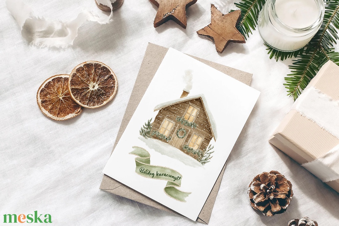 Karácsonyi képeslap, natural üdvözlőlap, ajándékkísérő szett 3 db - karácsony - karácsonyi ajándékozás - karácsonyi képeslap, üdvözlőlap, ajándékkísérő - Meska.hu